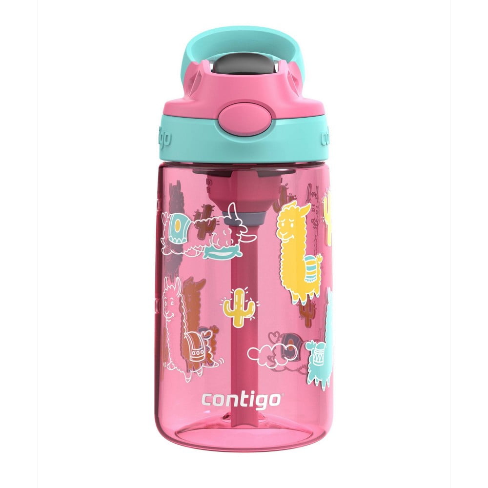 Contigo 14oz Kids' Water Bottle with Redesigned AutoSpout Straw Azalea Jade Vine with Llamas - YB9Y