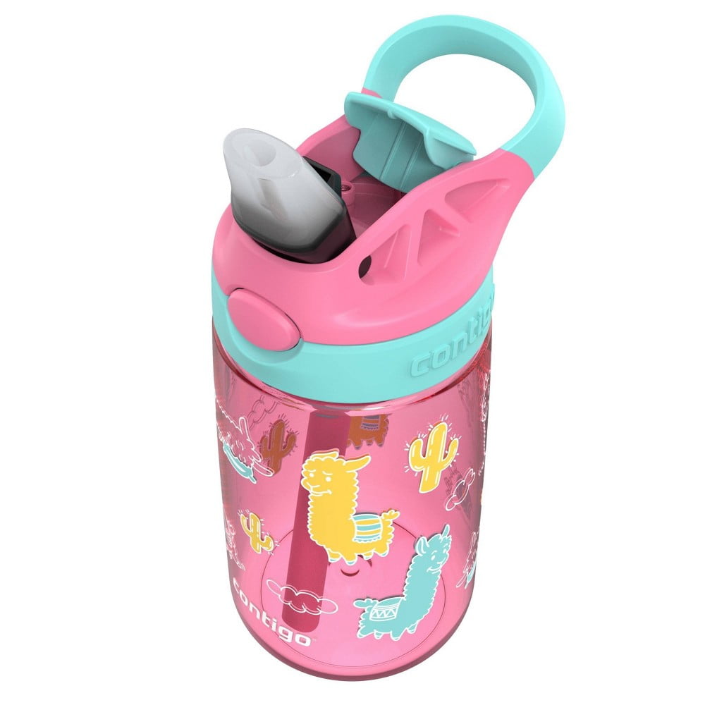 Contigo 14oz Kids' Water Bottle with Redesigned AutoSpout Straw Azalea Jade Vine with Llamas - YB9Y