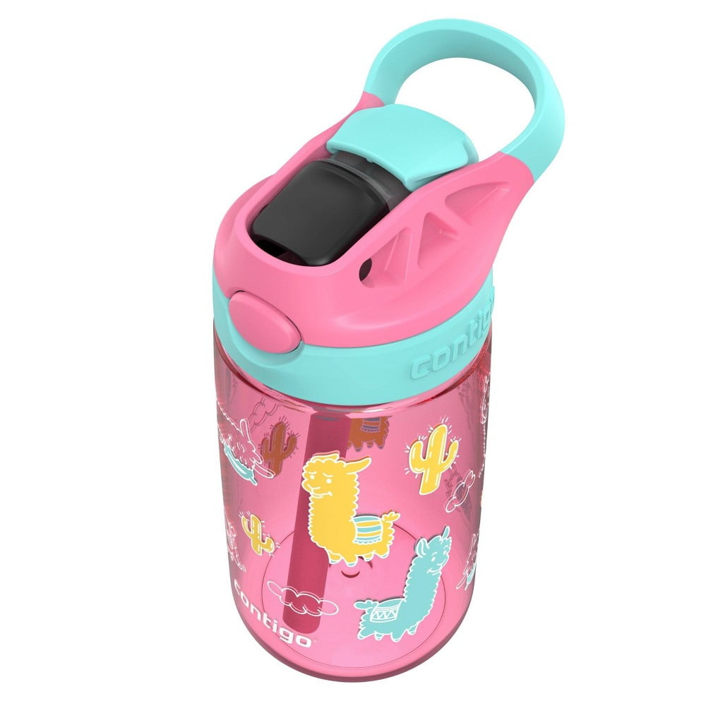 Contigo 14oz Kids' Water Bottle with Redesigned AutoSpout Straw Azalea Jade Vine with Llamas - YB9Y