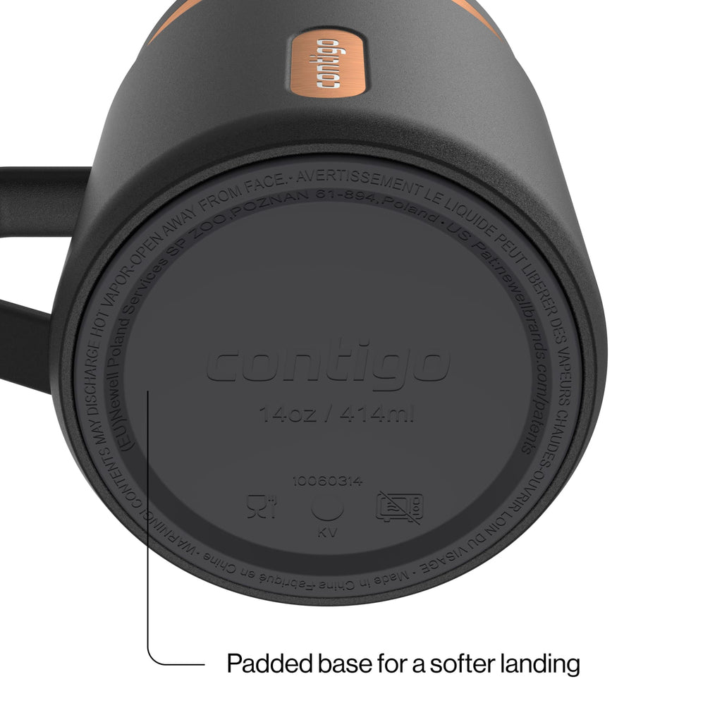 Contigo SnapSeal Leakproof Stainless Steel Reusable Travel Tumbler,Black/Bronze, 14 oz - W32P