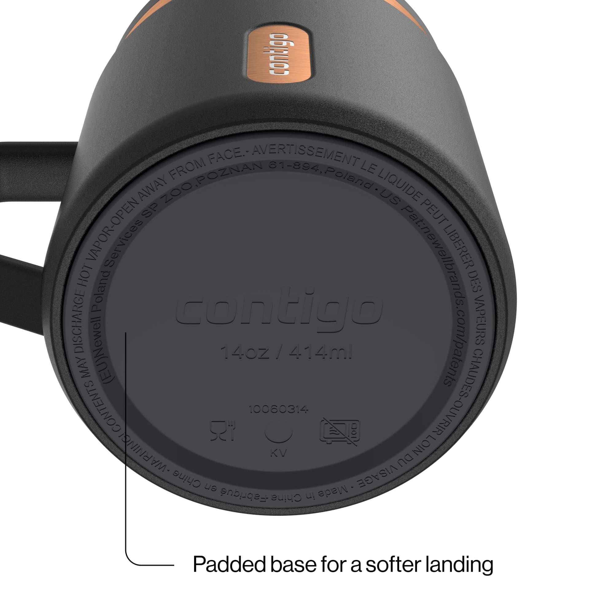 Contigo SnapSeal Leakproof Stainless Steel Reusable Travel Tumbler,Black/Bronze, 14 oz - W32P