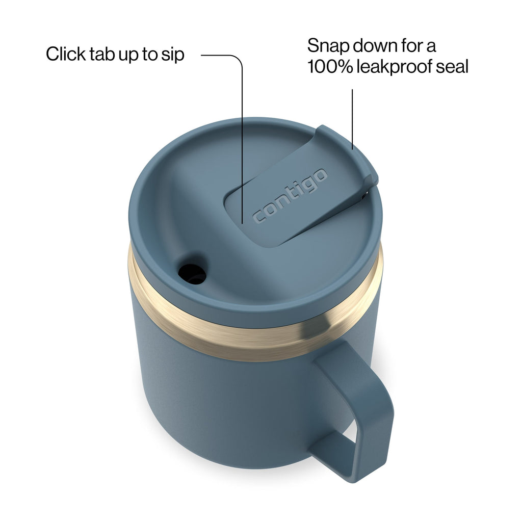 Contigo SnapSeal Leakproof Stainless Steel Reusable Travel Tumbler,Black/Bronze, 14 oz - W32P
