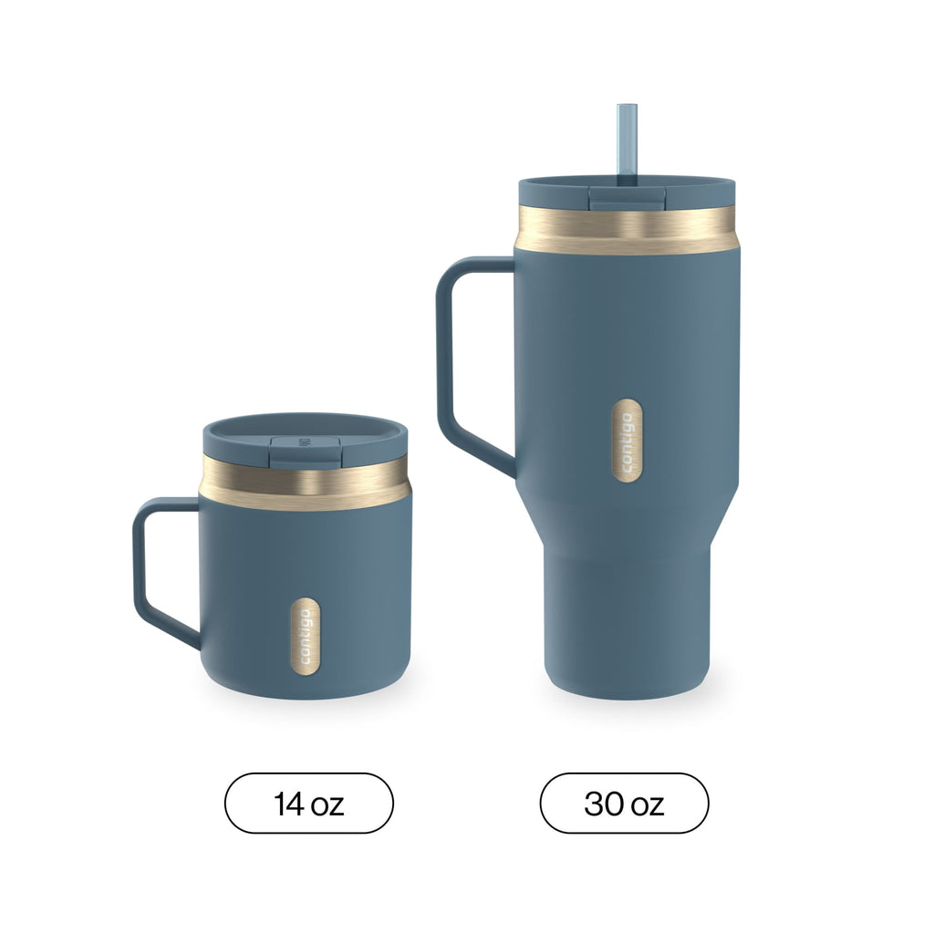Contigo SnapSeal Leakproof Stainless Steel Reusable Travel Tumbler,Black/Bronze, 14 oz - W32P