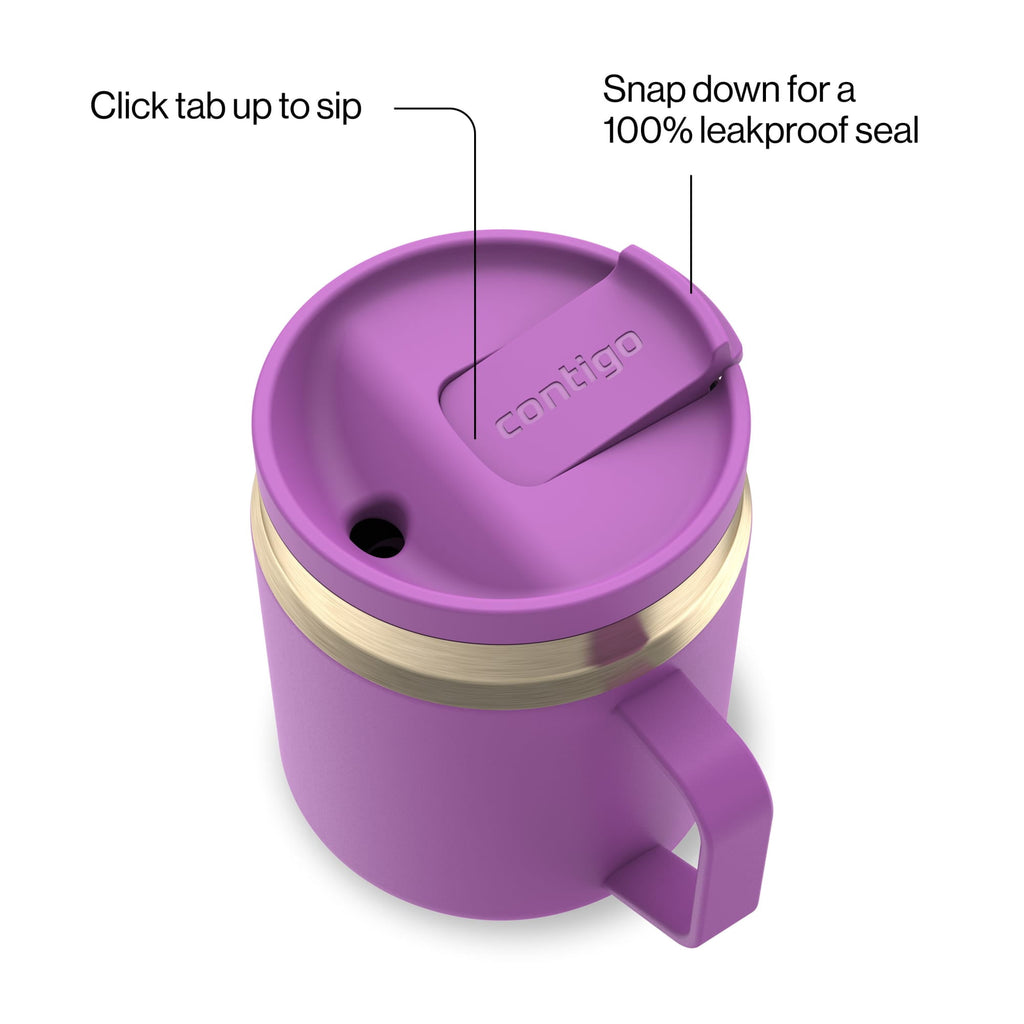 Contigo SnapSeal Leakproof Stainless Steel Reusable Travel Tumbler,Black/Bronze, 14 oz - W32P