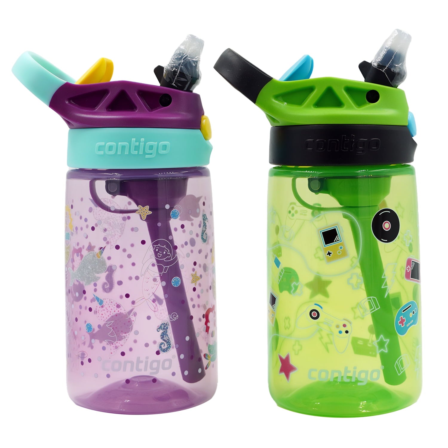 Contigo Kid's 14 oz. Aubrey Water Bottle 2-Pack - Bunnies/Frog - XYS2