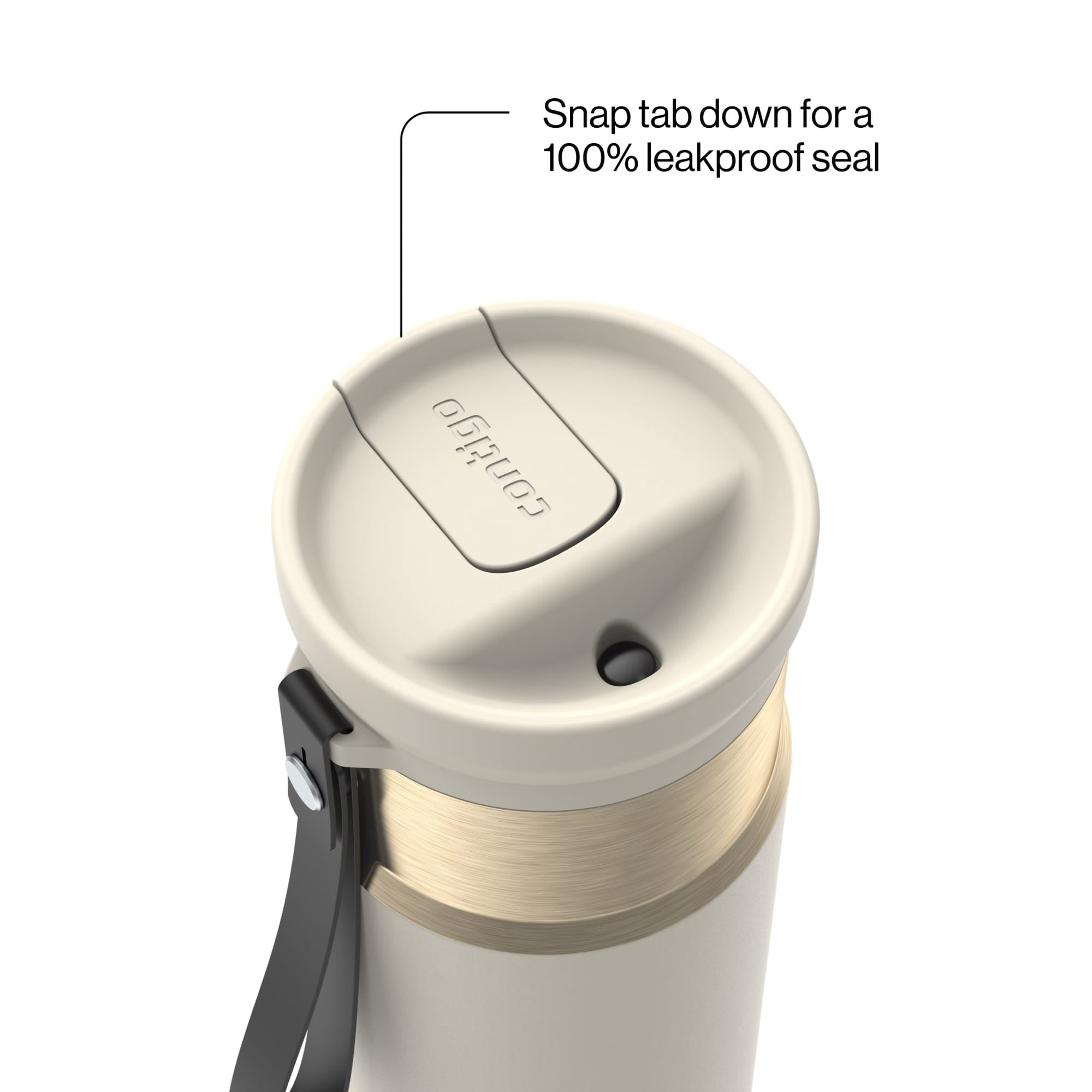 Contigo SnapSeal Leakproof Stainless Steel Reusable Water Bottle with Carrying Strap, Black/Bronze, 16 oz - 8WP9