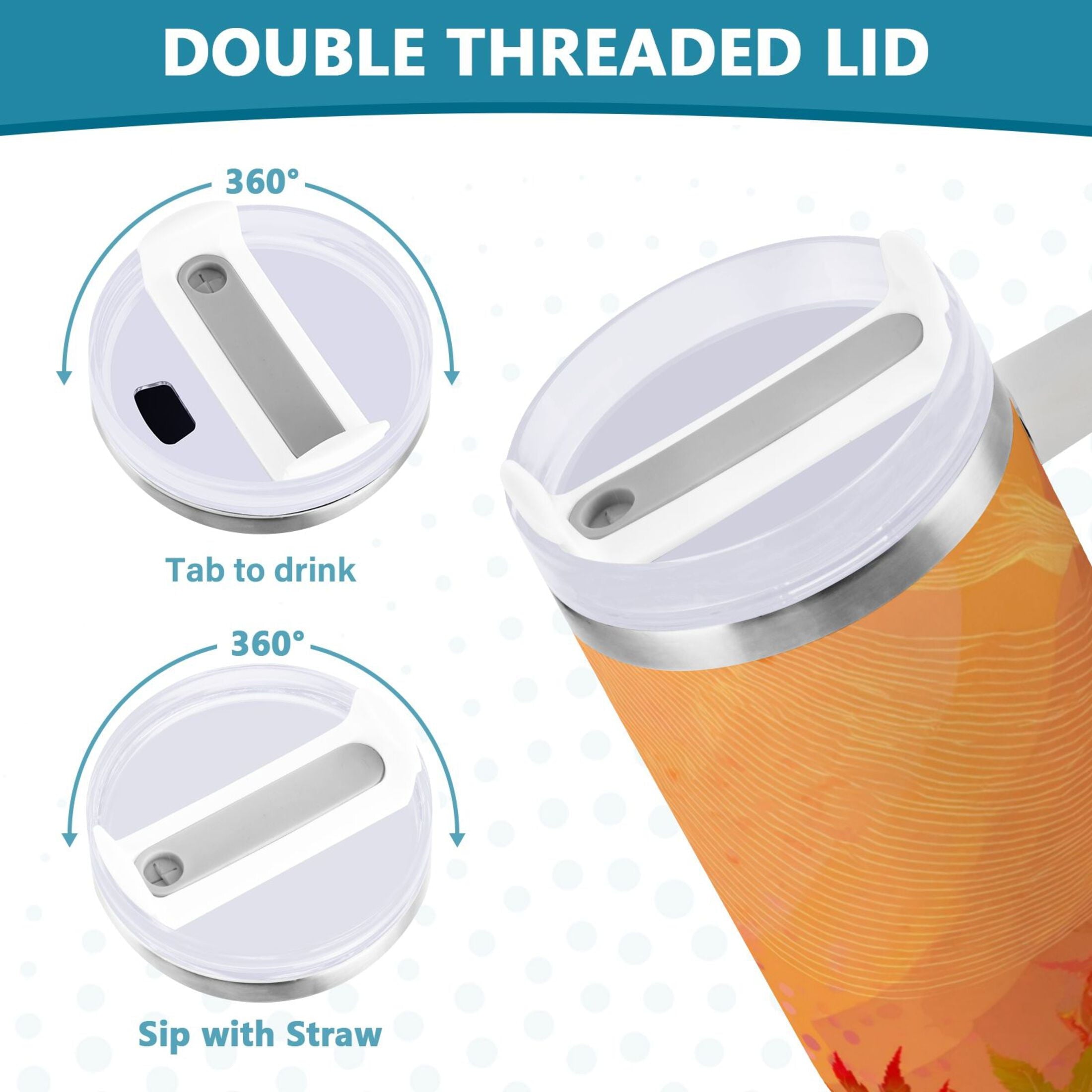 40 oz Insulated Stainless Steel Tumbler Double Wall Stainless Steel Tumbler with 2-Way Drinking Red Maple Leaves in Autumn - L6TF
