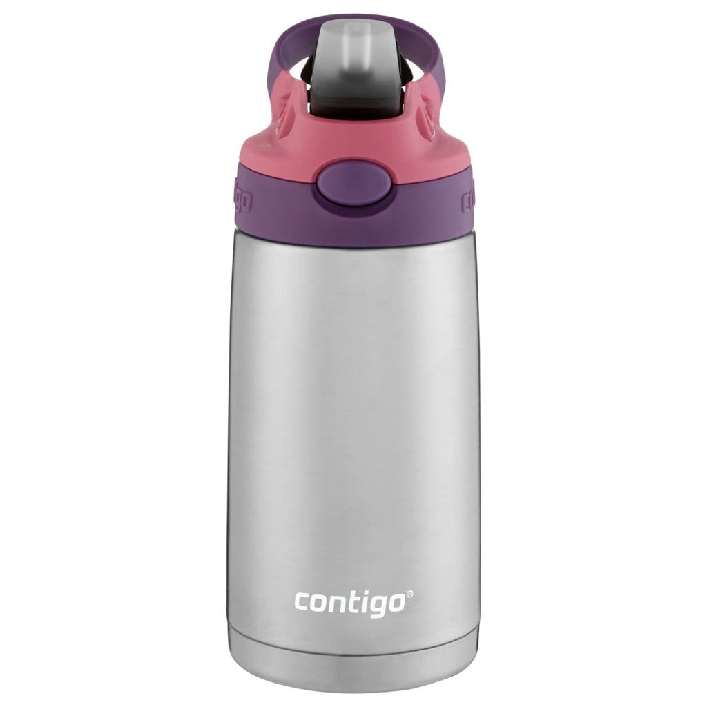 Contigo Kids Stainless Steel Water Bottle with Redesigned AUTOSPOUT Straw Lid Eggplant and Punch, 13 fl oz. - QG4V