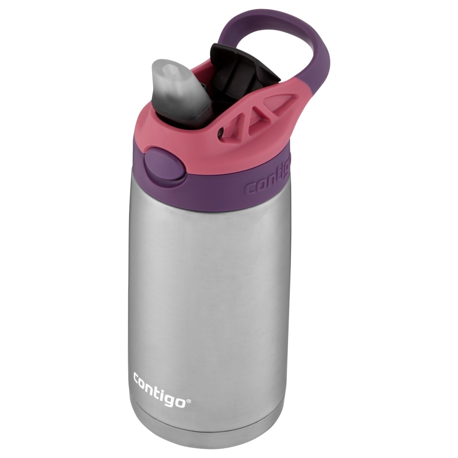Contigo Kids Stainless Steel Water Bottle with Redesigned AUTOSPOUT Straw Lid Eggplant and Punch, 13 fl oz. - QG4V