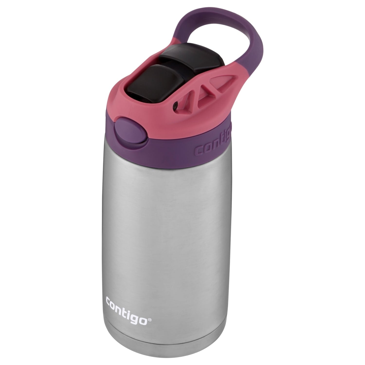 Contigo Kids Stainless Steel Water Bottle with Redesigned AUTOSPOUT Straw Lid Eggplant and Punch, 13 fl oz. - QG4V