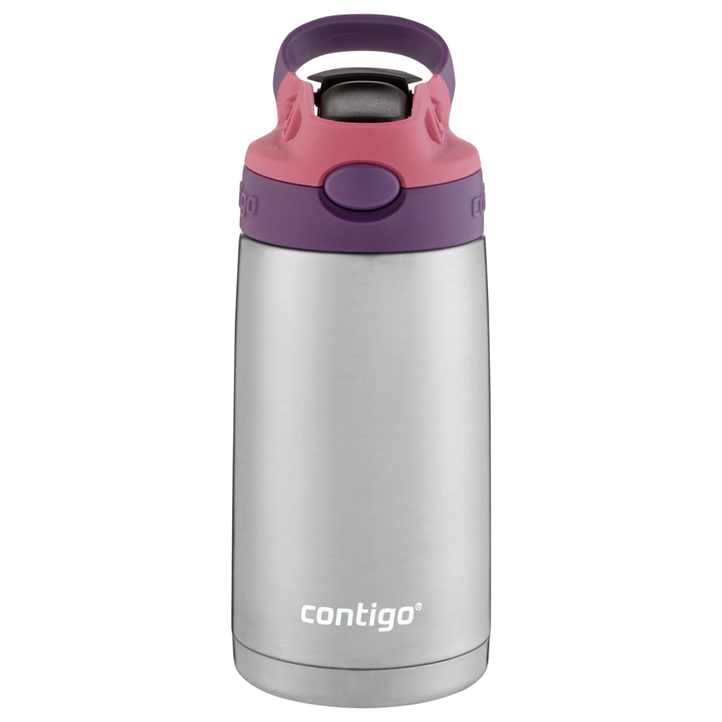 Contigo Kids Stainless Steel Water Bottle with Redesigned AUTOSPOUT Straw Lid Eggplant and Punch, 13 fl oz. - QG4V