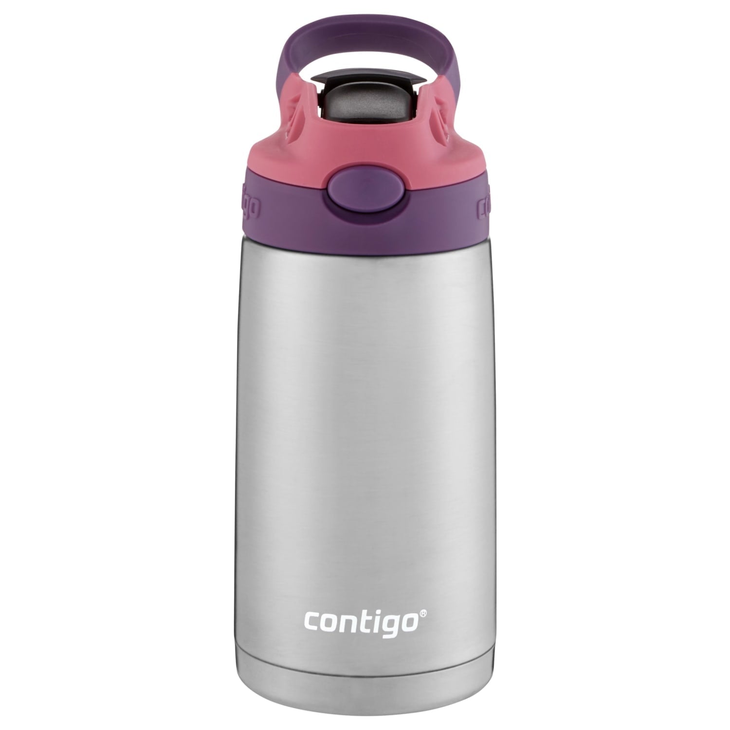 Contigo Kids Stainless Steel Water Bottle with Redesigned AUTOSPOUT Straw Lid Eggplant and Punch, 13 fl oz. - QG4V