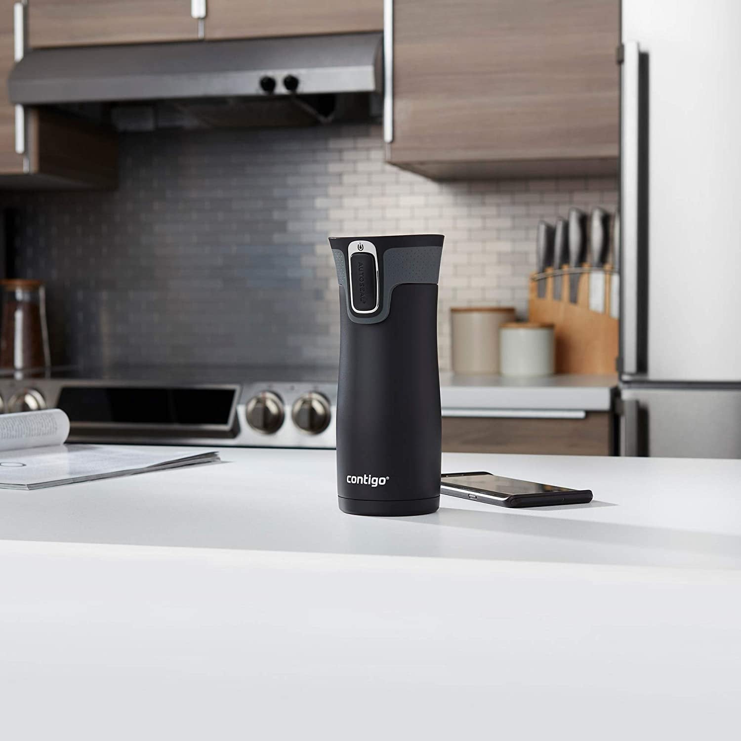 Contigo AUTOSEAL West Loop 2.0 Travel Mug, 16 oz., Stainless Steel with Black Button - UDF7
