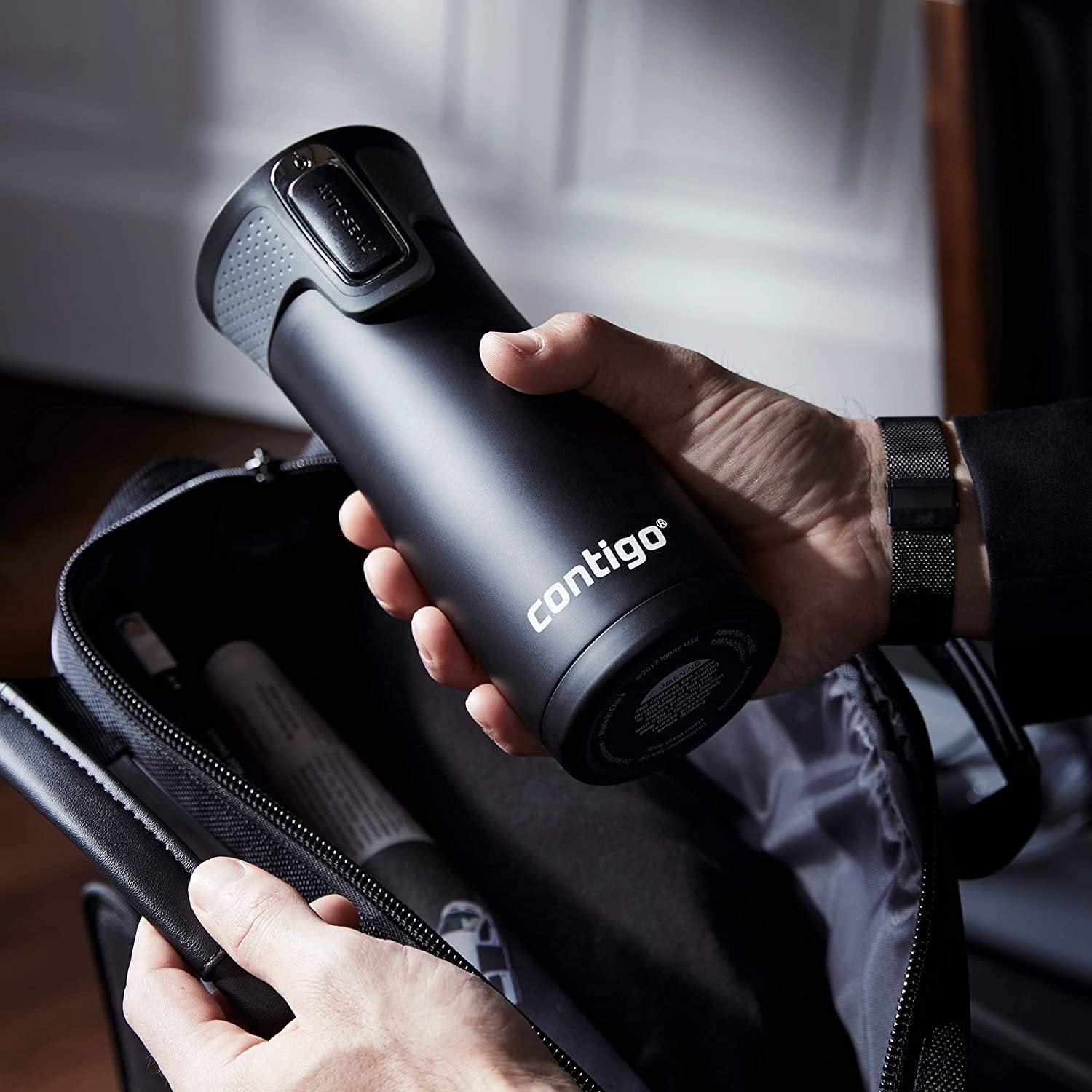 Contigo AUTOSEAL West Loop 2.0 Travel Mug, 16 oz., Stainless Steel with Black Button - UDF7
