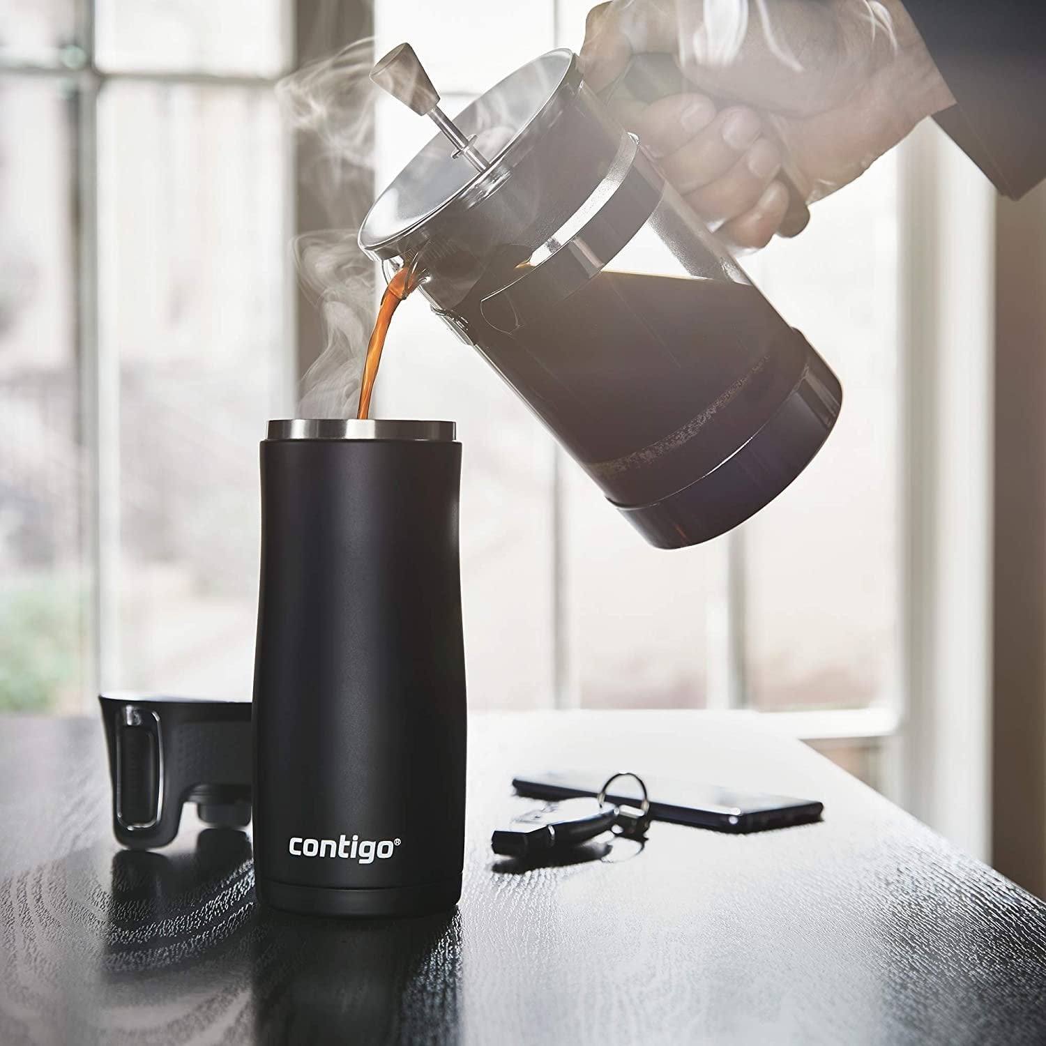 Contigo AUTOSEAL West Loop 2.0 Travel Mug, 16 oz., Stainless Steel with Black Button - UDF7
