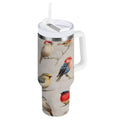 40 oz Insulated Stainless Steel Tumbler Double Wall Stainless Steel Tumbler with 2-Way Drinking Birds Pattern - 8GJU