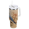 40 oz Insulated Stainless Steel Tumbler Double Wall Stainless Steel Tumbler with 2-Way Drinking Bluebird and Ancient Flowers - TNYY