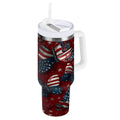 40 oz Insulated Stainless Steel Tumbler Double Wall Stainless Steel Tumbler with 2-Way Drinking Butterfly with National Flag - KPA9