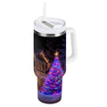 40 oz Insulated Stainless Steel Tumbler Double Wall Stainless Steel Tumbler with 2-Way Drinking Christmas Trees with Lights - 255A