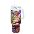 40 oz Insulated Stainless Steel Tumbler Double Wall Stainless Steel Tumbler with 2-Way Drinking Festive Christmas Scene - 6PZN