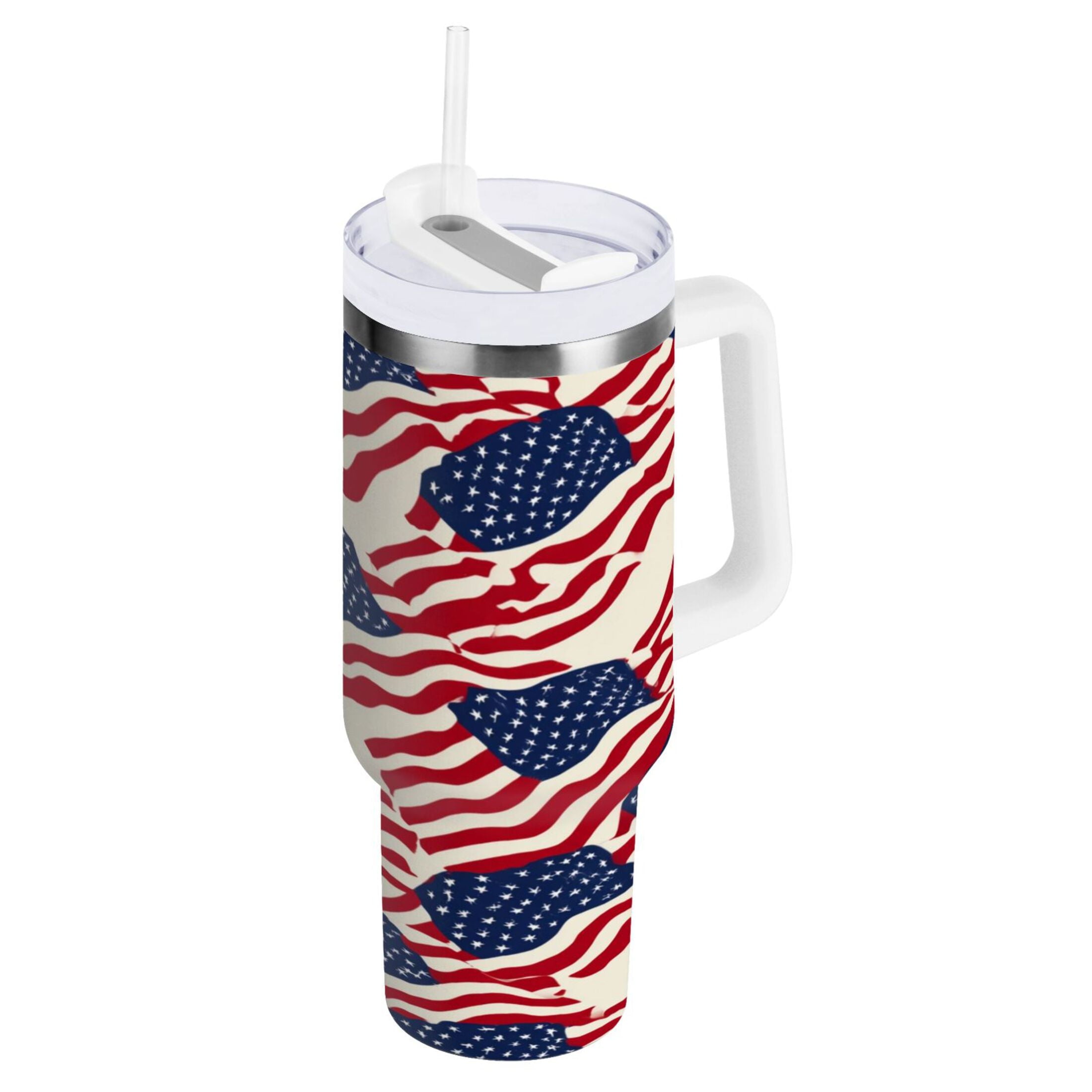 40 oz Insulated Stainless Steel Tumbler Double Wall Stainless Steel Tumbler with 2-Way Drinking Flags Abstract Design - 69F6