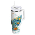 40 oz Insulated Stainless Steel Tumbler Double Wall Stainless Steel Tumbler with 2-Way Drinking Intricately Butterfly - UUM8