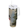 40 oz Insulated Stainless Steel Tumbler Double Wall Stainless Steel Tumbler with 2-Way Drinking Moody Snowman Couple - WRVS