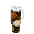 40 oz Insulated Stainless Steel Tumbler Double Wall Stainless Steel Tumbler with 2-Way Drinking Pumpkins and Sunflowers Pattern - GDXS