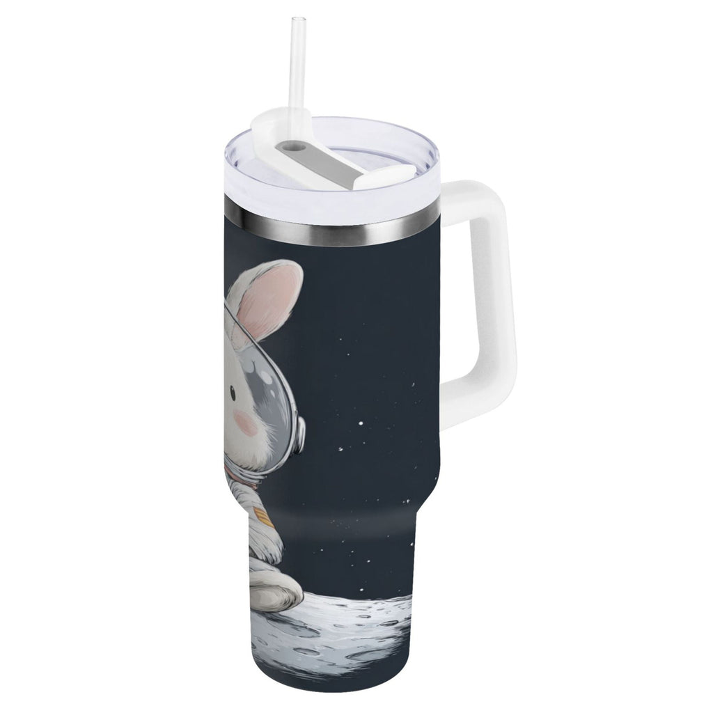 40 oz Insulated Stainless Steel Tumbler Double Wall Stainless Steel Tumbler with 2-Way Drinking Rabbit in A Space - KH24