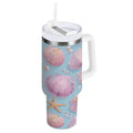 40 oz Insulated Stainless Steel Tumbler Double Wall Stainless Steel Tumbler with 2-Way Drinking Seashells and Pearls Pattern - S9V9