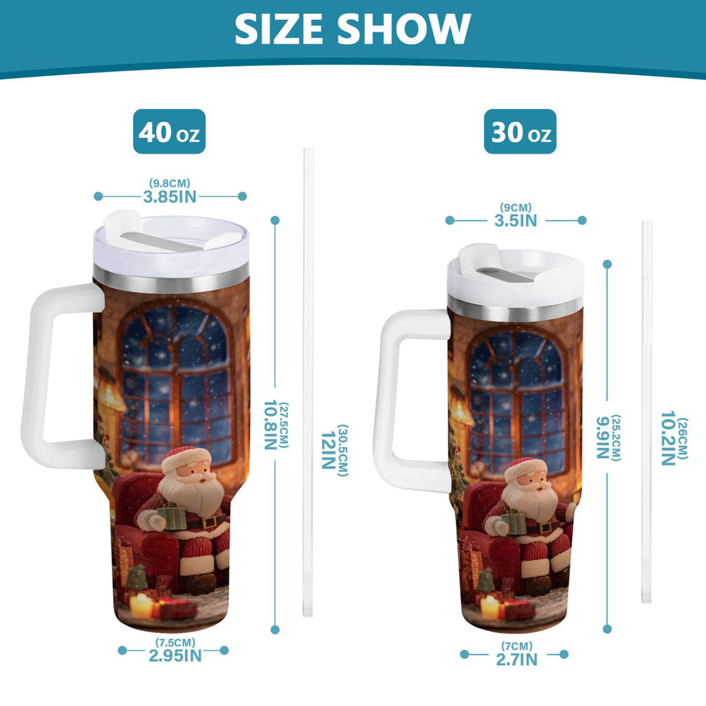 40 oz Insulated Stainless Steel Tumbler Double Wall Stainless Steel Tumbler with 2-Way Drinking Sitting Santa Claus - MC1J