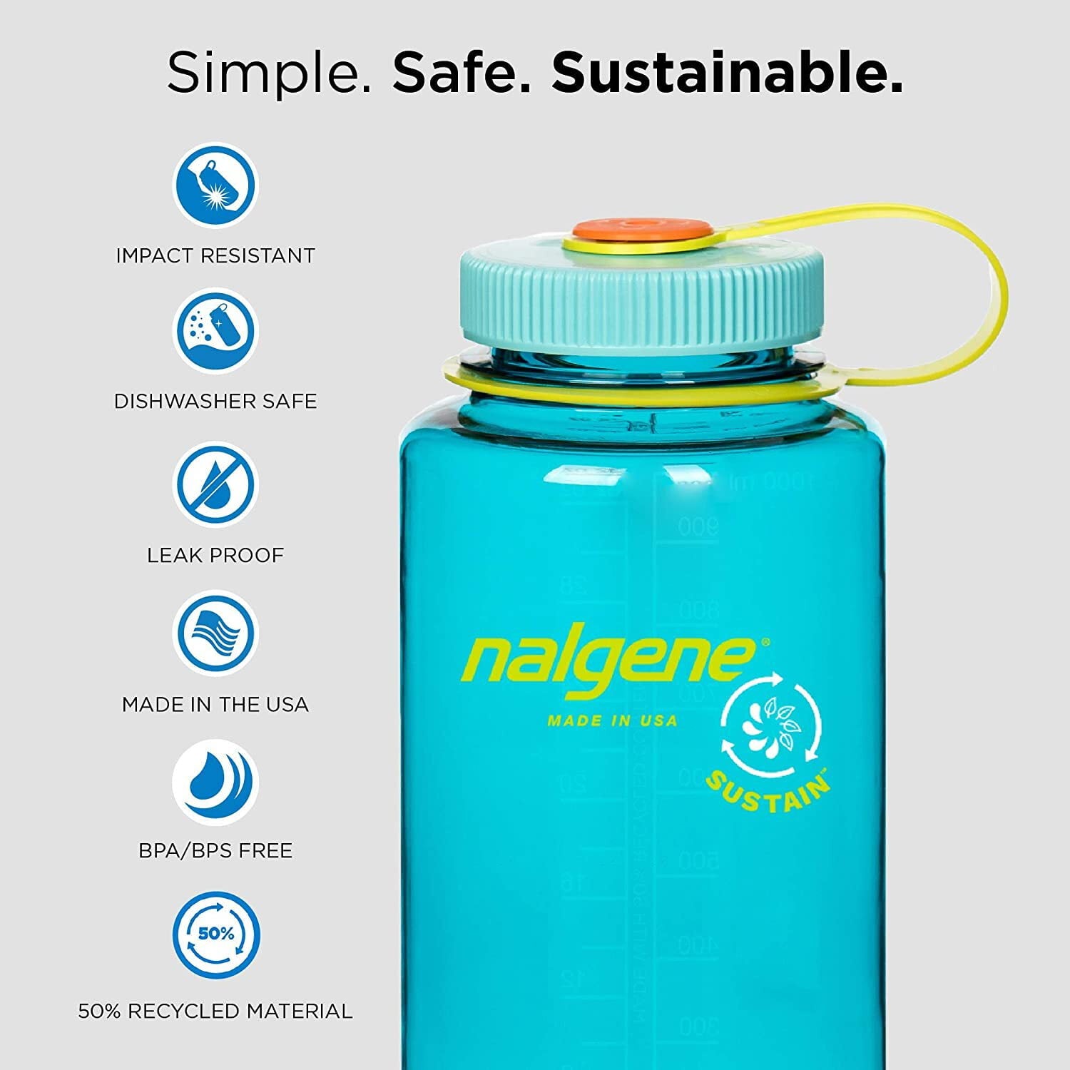 Nalgene Sustain 32 oz. Wide Mouth Water Bottle - Indigo - OHES