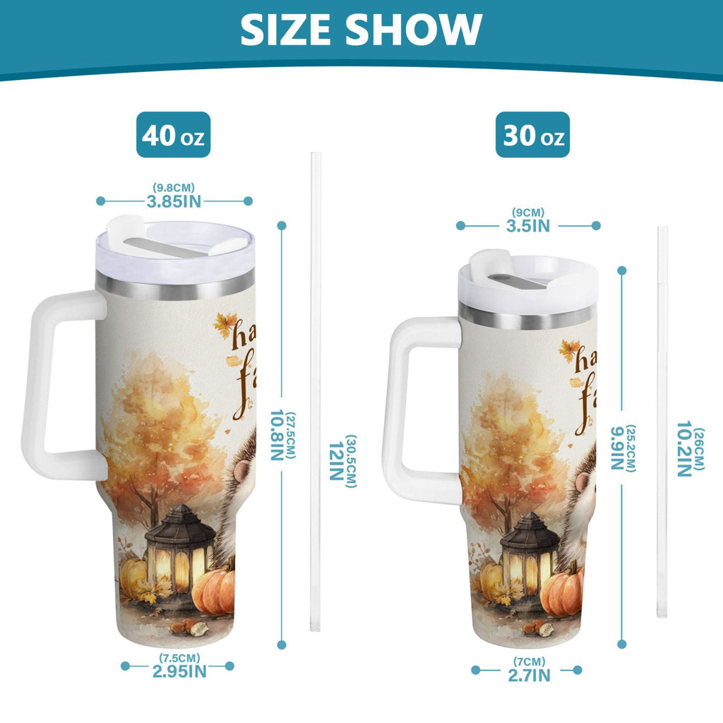 30 oz Insulated Stainless Steel Tumbler Double Wall Stainless Steel Tumbler with 2-Way Drinking Cute Little Hedgehog - O3X5