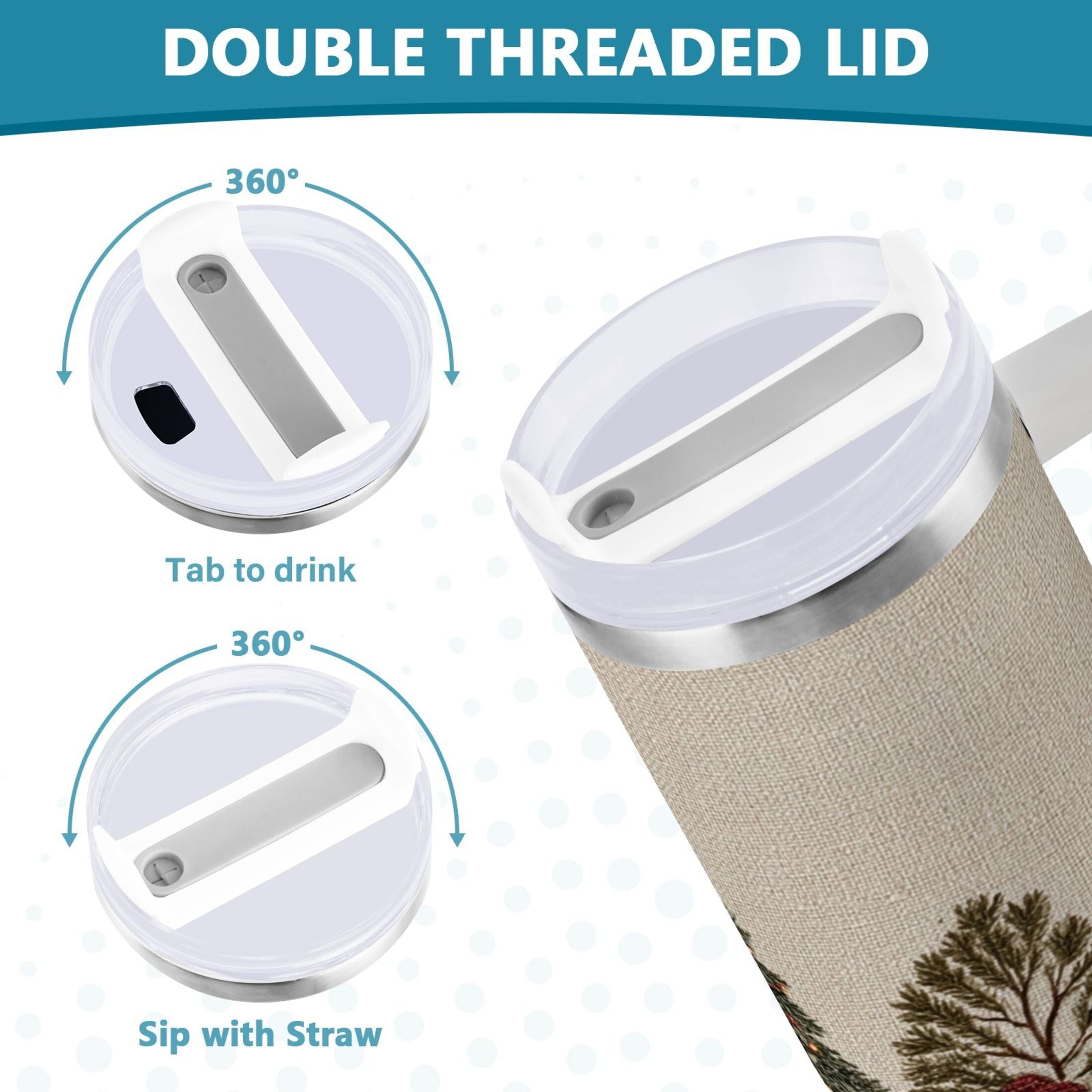 30 oz Insulated Stainless Steel Tumbler Double Wall Stainless Steel Tumbler with 2-Way Drinking Snowmen and Deer in The Forest - U6U3