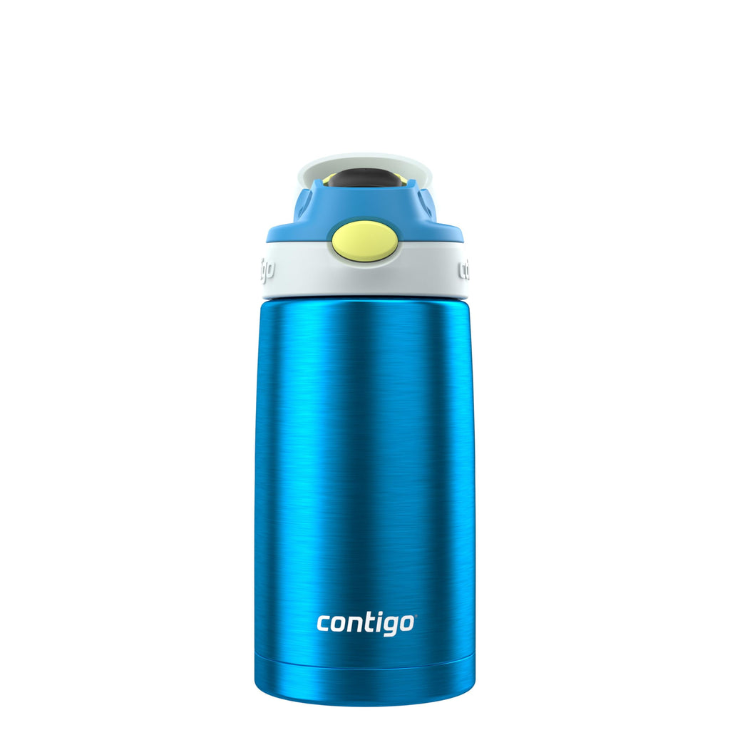 Kids Water Bottle with Straw 13 oz Autospout, Easy Clean Lid, Pop Up Spill Proof Valve, Durable BPA Free Plastic, for School Sports Travel, Blue - ALS7