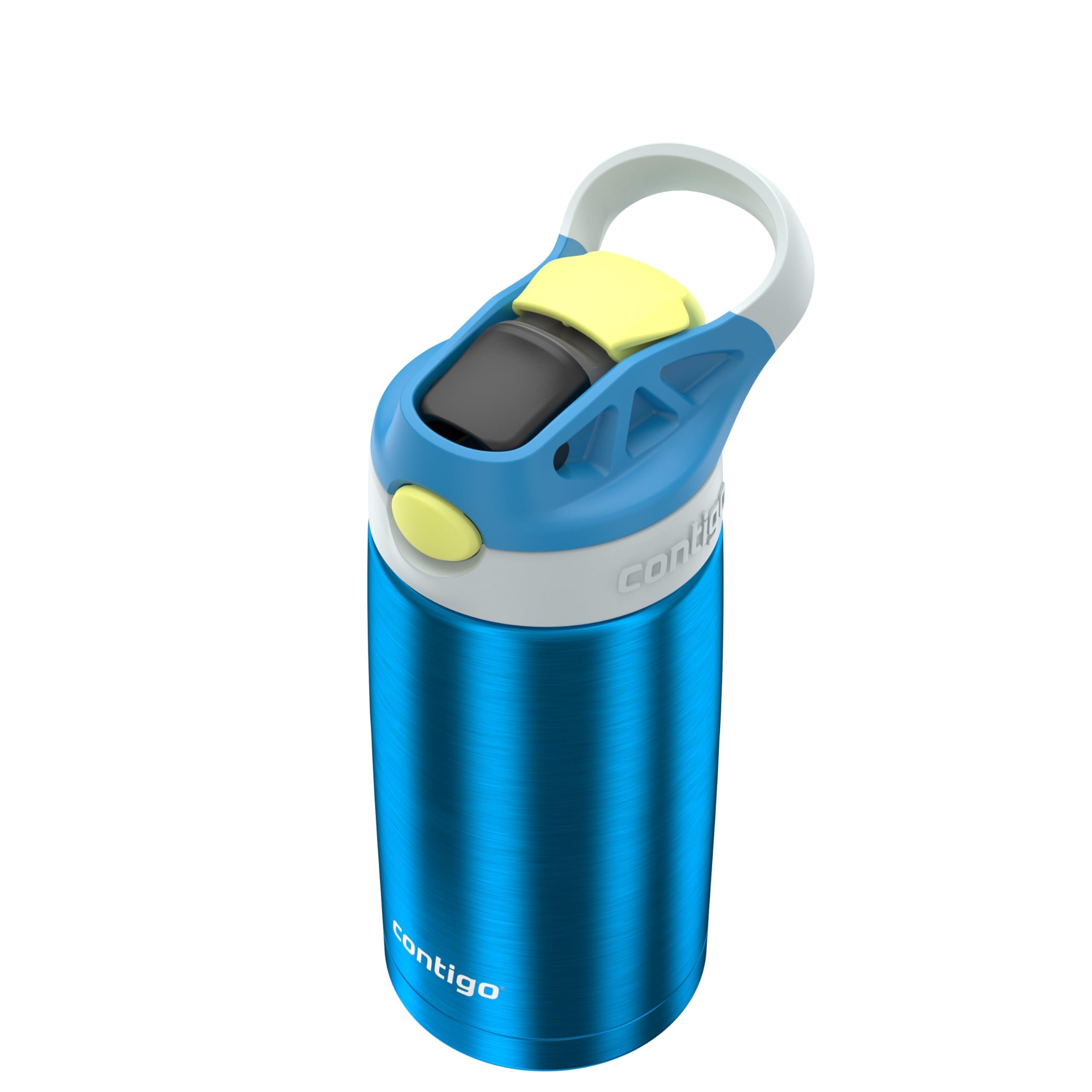 Kids Water Bottle with Straw 13 oz Autospout, Easy Clean Lid, Pop Up Spill Proof Valve, Durable BPA Free Plastic, for School Sports Travel, Blue - ALS7