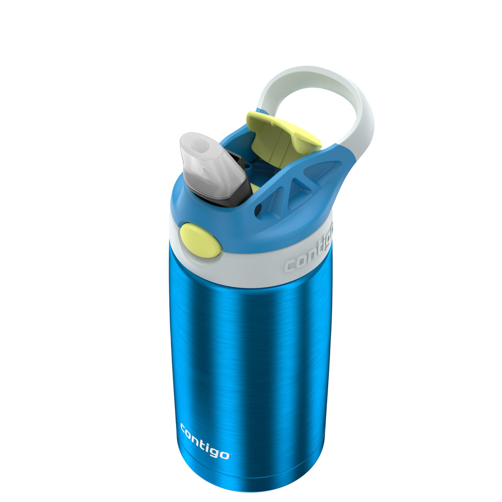 Kids Water Bottle with Straw 13 oz Autospout, Easy Clean Lid, Pop Up Spill Proof Valve, Durable BPA Free Plastic, for School Sports Travel, Blue - ALS7
