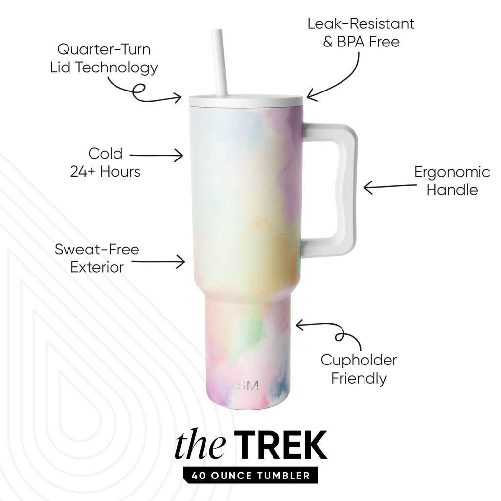 Simple Modern 40 fl oz Insulated Stainless Steel Trek Tumbler with Straw Lid | Blush - D91S