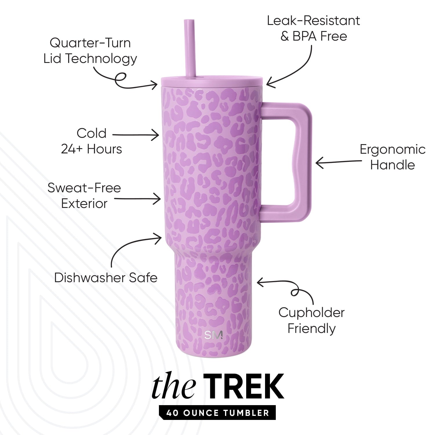 Simple Modern 40 fl oz Insulated Stainless Steel Trek Tumbler with Straw Lid | Blush - D91S