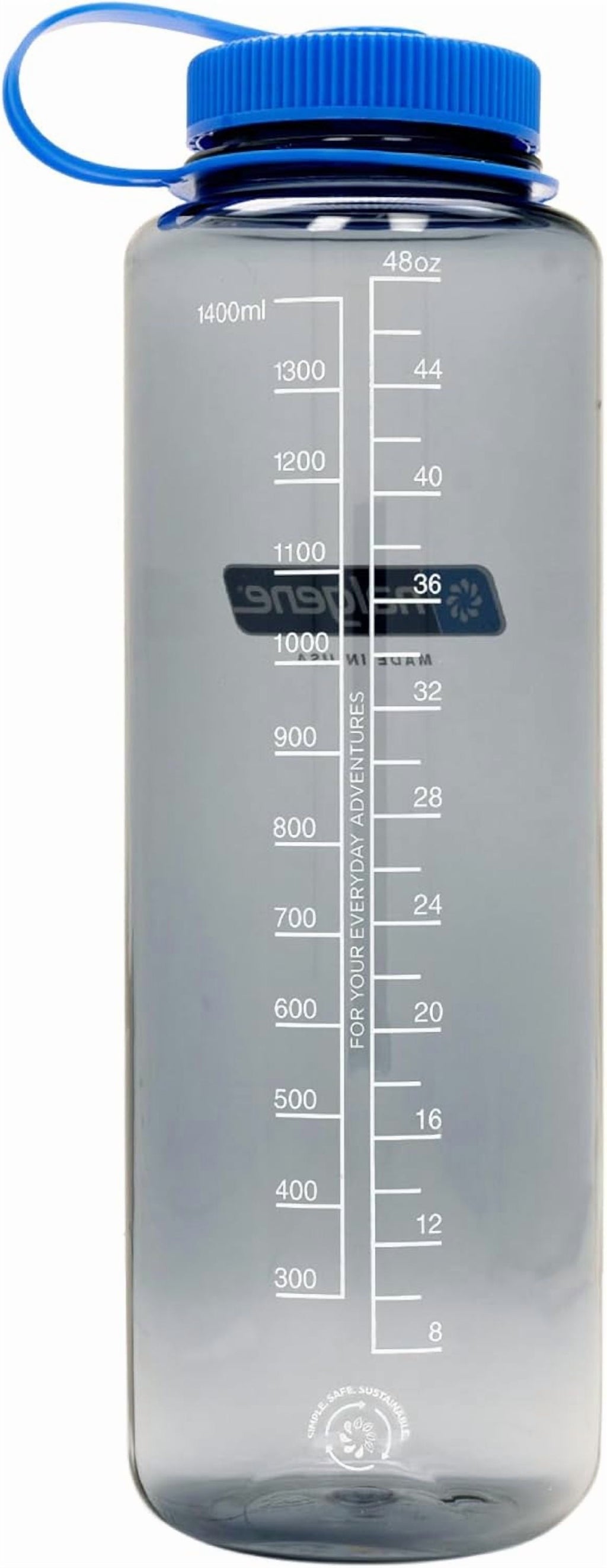 Nalgene Sustain Tritan BPA-Free Water Made with Material Derived from 50% Plastic Waste (using ISCC certified mass balance), 48 OZ, Wide Mouth, Cerulean - OZWU