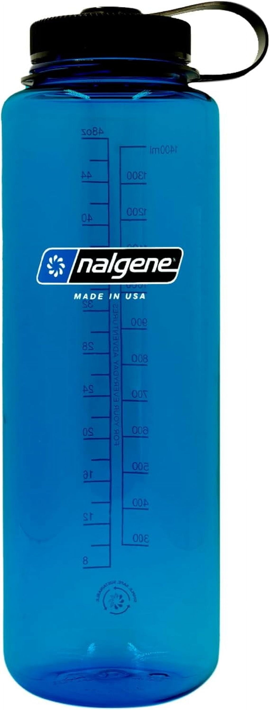 Nalgene Sustain Tritan BPA-Free Water Made with Material Derived from 50% Plastic Waste (using ISCC certified mass balance), 48 OZ, Wide Mouth, Cerulean - OZWU