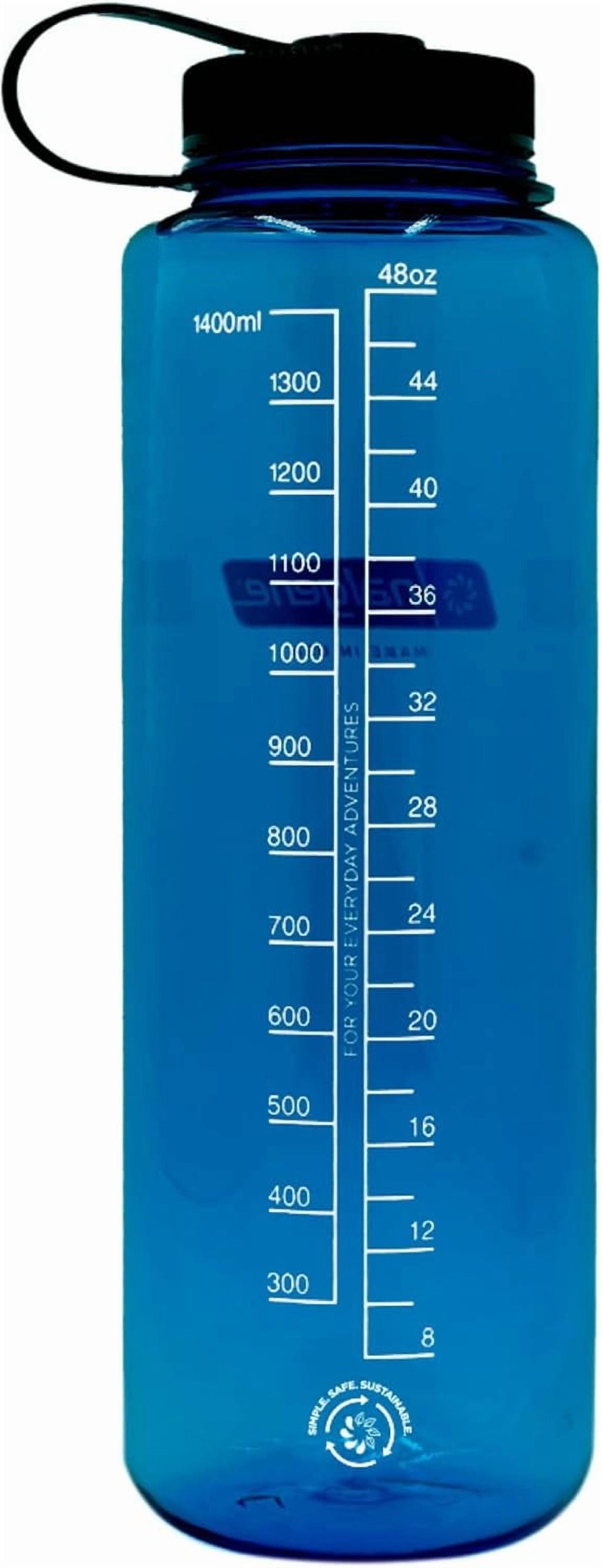 Nalgene Sustain Tritan BPA-Free Water Made with Material Derived from 50% Plastic Waste (using ISCC certified mass balance), 48 OZ, Wide Mouth, Cerulean - OZWU