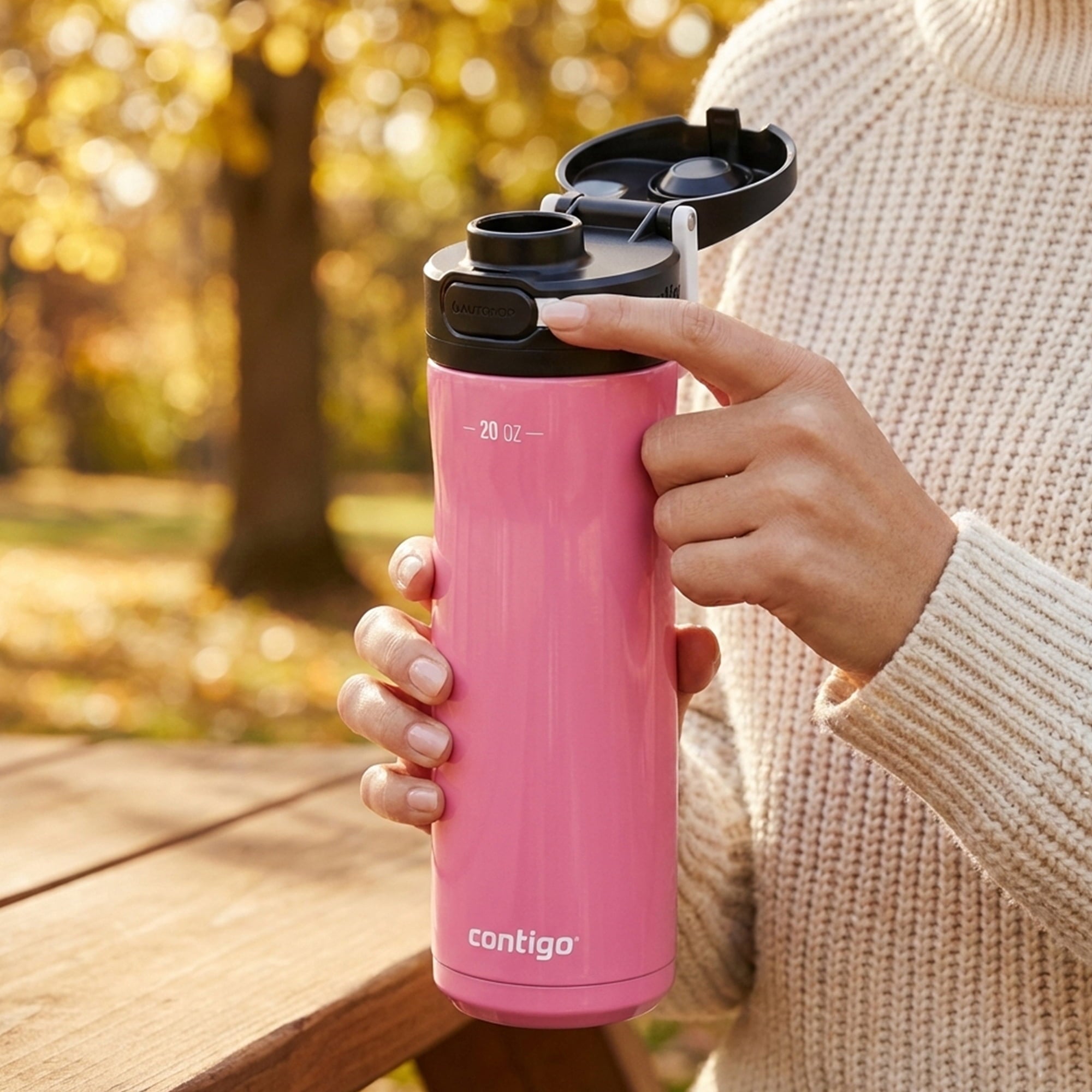 Contigo Jackson Chill 2.0 Stainless Steel Water Bottle with AUTOPOP Lid, 20 Ounces, Azalea - 19VN