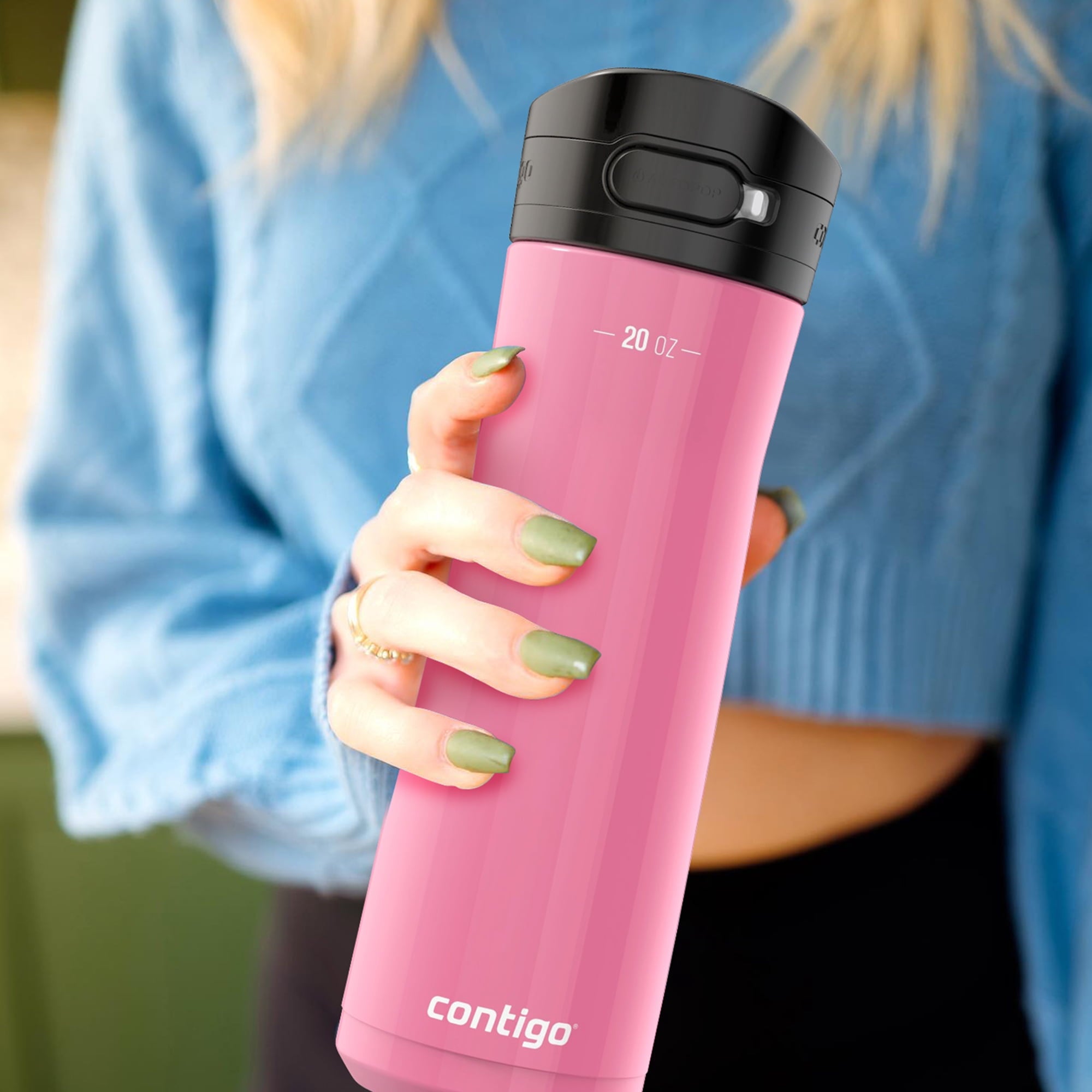 Contigo Jackson Chill 2.0 Stainless Steel Water Bottle with AUTOPOP Lid, 20 Ounces, Azalea - 19VN