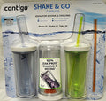 Contigo Shake &amp; Go Plastic Tumblers - Set of 3 (Green Navy &amp; Clear) - JIB0