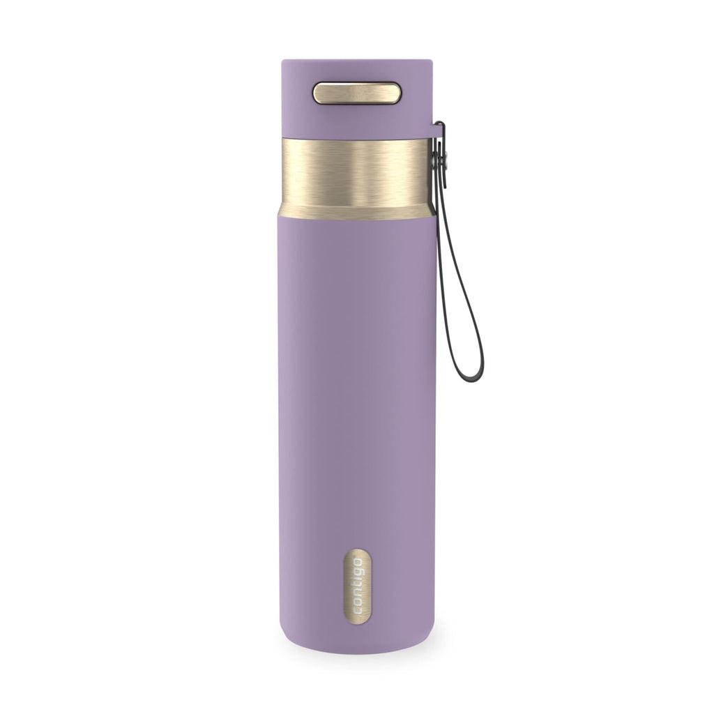 Contigo AutoSeal Leakproof Stainless Steel Reusable Water Bottle Tumbler with Carrying Strap, Cream/Champagne, 24 oz - 5WM2