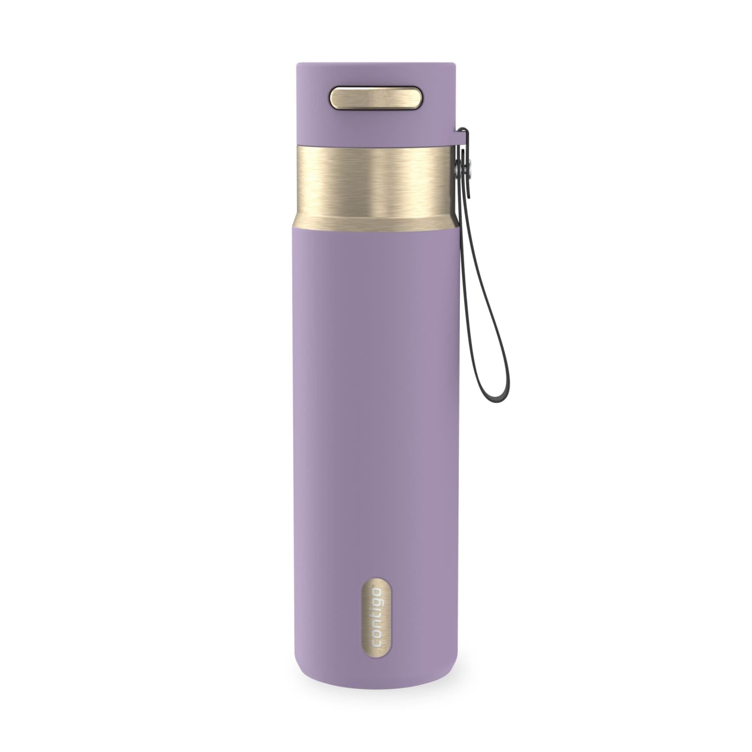 Contigo AutoSeal Leakproof Stainless Steel Reusable Water Bottle Tumbler with Carrying Strap, Cream/Champagne, 24 oz - 5WM2