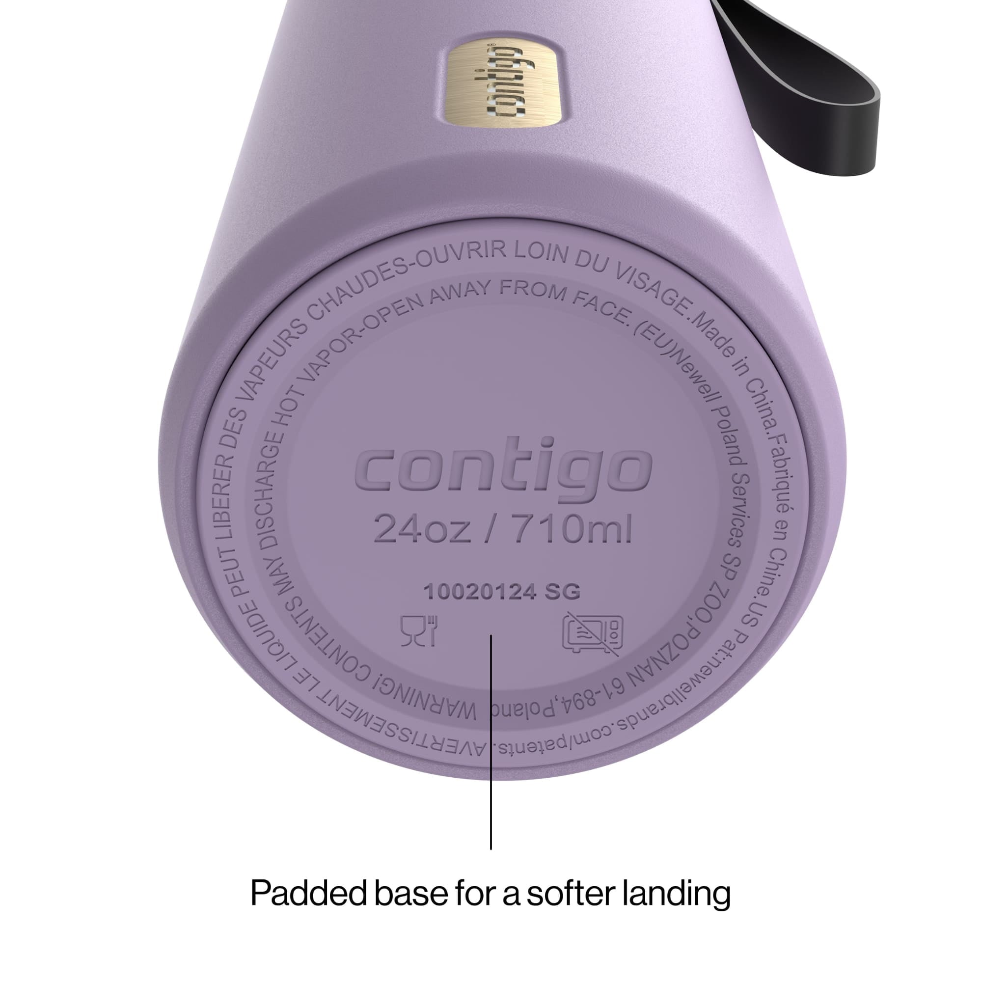 Contigo AutoSeal Leakproof Stainless Steel Reusable Water Bottle Tumbler with Carrying Strap, Cream/Champagne, 24 oz - 5WM2