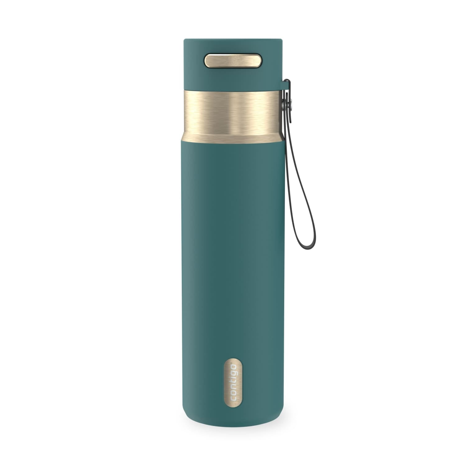 Contigo AutoSeal Leakproof Stainless Steel Reusable Water Bottle Tumbler with Carrying Strap, Cream/Champagne, 24 oz - 5WM2