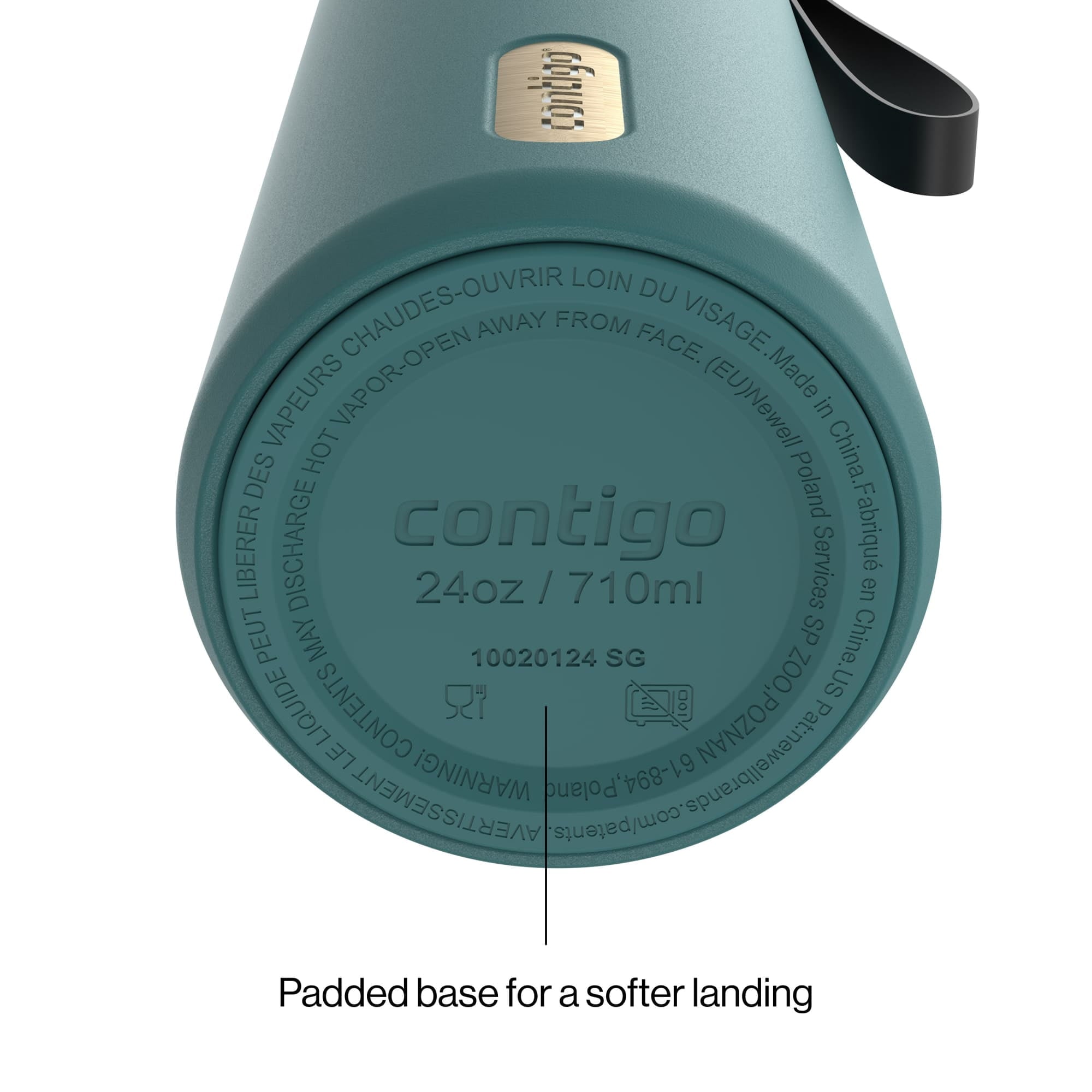 Contigo AutoSeal Leakproof Stainless Steel Reusable Water Bottle Tumbler with Carrying Strap, Cream/Champagne, 24 oz - 5WM2
